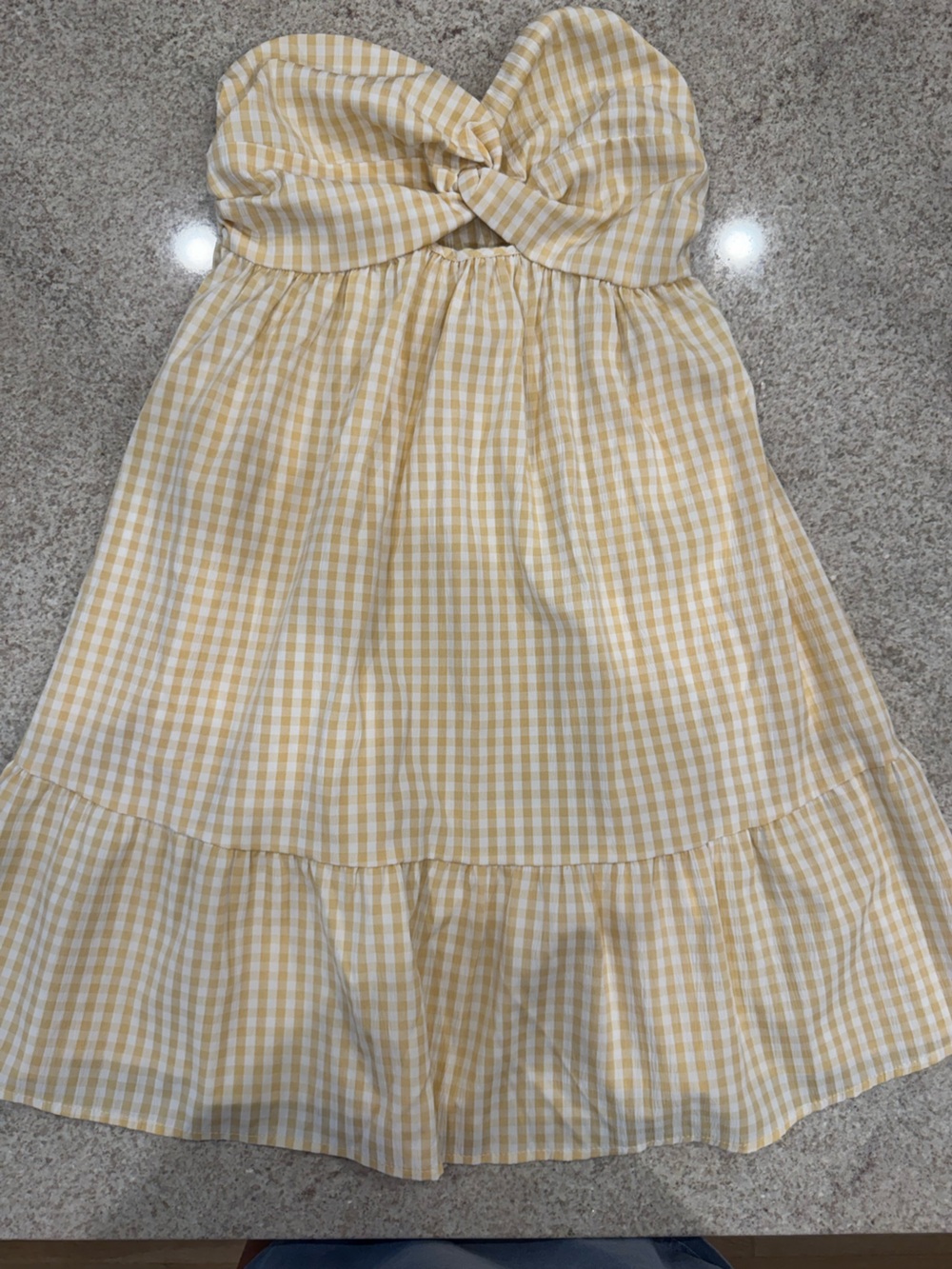 Girls' Yellow Gingham Tiered Dress
